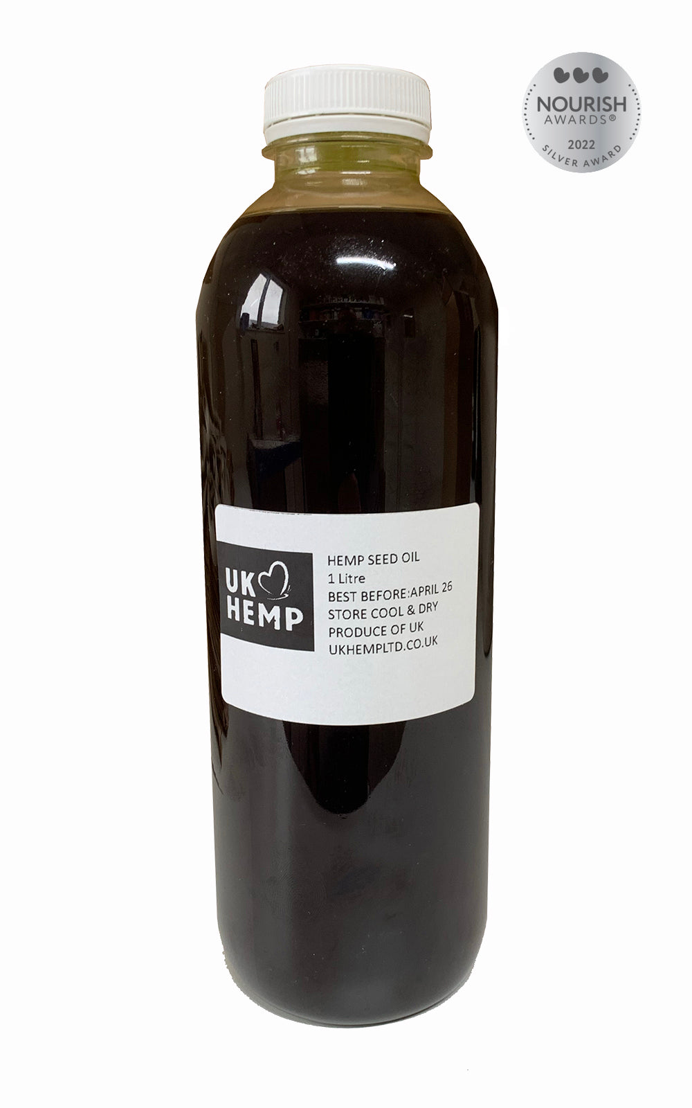 A 1 ltr bottle of Cold Pressed Hemp Seed Oil