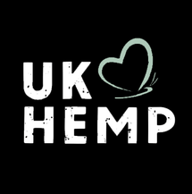 UK Hemp logo, white text on a black background
