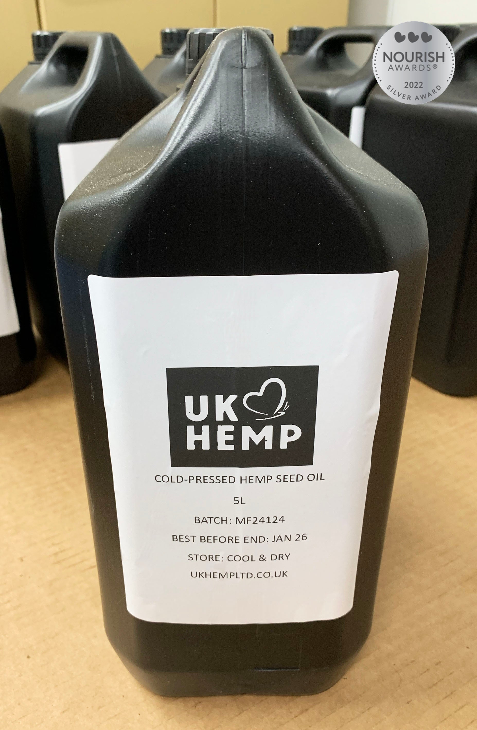 Image of UK Hemp Cold Pressed Hemp Seed Oil in a 5 ltr container 