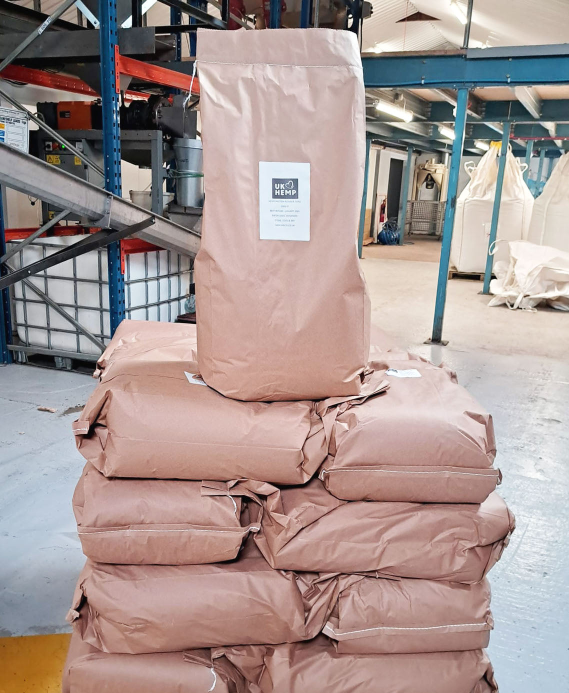 Bulk bags of UK Hemp protein 50 hemp powder ready to dispatch